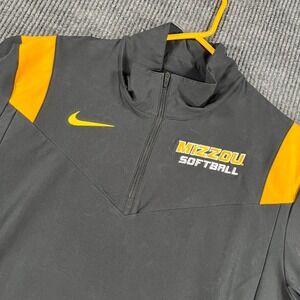 Missouri Tigers Mizzou Softball Jacket Mens Medium Black Long Sleeve 1/4 Zip SEC
